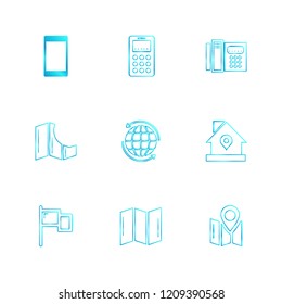 Set of 9 icons, for web, internet, mobile apps, interface design: business, finance, shopping, communication, fitness, computer, media, transportation, travel, easter, christmas, summer, device