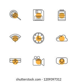 Set of 9 icons, for web, internet, mobile apps, interface design: business, finance, shopping, communication, fitness, computer, media, transportation, travel, easter, christmas, summer, device