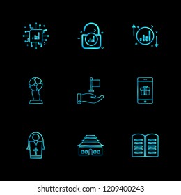 Set of 9 icons, for web, internet, mobile apps, interface design: business, finance, shopping, communication, fitness, computer, media, transportation, travel, easter, christmas, summer, device
