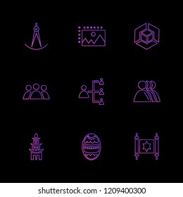 Set of 9 icons, for web, internet, mobile apps, interface design: business, finance, shopping, communication, fitness, computer, media, transportation, travel, easter, christmas, summer, device