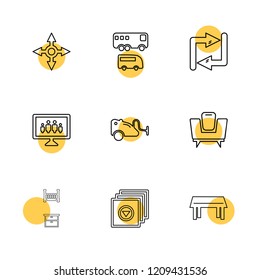 Set of 9 icons, for web, internet, mobile apps, interface design: business, finance, shopping, communication, fitness, computer, media, transportation, travel, easter, christmas, summer, device