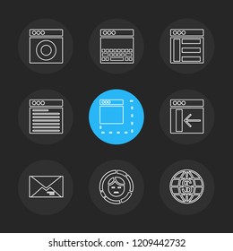 Set of 9 icons, for web, internet, mobile apps, interface design: business, finance, shopping, communication, fitness, computer, media, transportation, travel, easter, christmas, summer, device