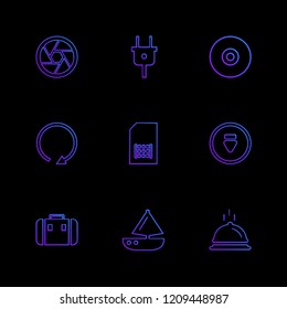 Set of 9 icons, for web, internet, mobile apps, interface design: business, finance, shopping, communication, fitness, computer, media, transportation, travel, easter, christmas, summer, device