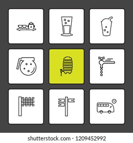 Set of 9 icons, for web, internet, mobile apps, interface design: business, finance, shopping, communication, fitness, computer, media, transportation, travel, easter, christmas, summer, device