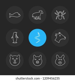 Set of 9 icons, for web, internet, mobile apps, interface design: business, finance, shopping, communication, fitness, computer, media, transportation, travel, easter, christmas, summer, device
