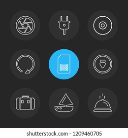 Set of 9 icons, for web, internet, mobile apps, interface design: business, finance, shopping, communication, fitness, computer, media, transportation, travel, easter, christmas, summer, device