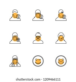 Set of 9 icons, for web, internet, mobile apps, interface design: business, finance, shopping, communication, fitness, computer, media, transportation, travel, easter, christmas, summer, device