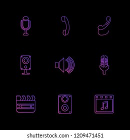 Set of 9 icons, for web, internet, mobile apps, interface design: business, finance, shopping, communication, fitness, computer, media, transportation, travel, easter, christmas, summer, device