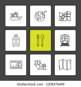 Set of 9 icons, for web, internet, mobile apps, interface design: business, finance, shopping, communication, fitness, computer, media, transportation, travel, easter, christmas, summer, device