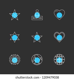 Set of 9 icons, for web, internet, mobile apps, interface design: business, finance, shopping, communication, fitness, computer, media, transportation, travel, easter, christmas, summer, device