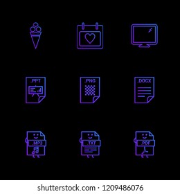 Set of 9 icons, for web, internet, mobile apps, interface design: business, finance, shopping, communication, fitness, computer, media, transportation, travel, easter, christmas, summer, device