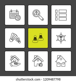 Set of 9 icons, for web, internet, mobile apps, interface design: business, finance, shopping, communication, fitness, computer, media, transportation, travel, easter, christmas, summer, device