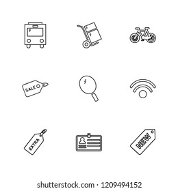 Set of 9 icons, for web, internet, mobile apps, interface design: business, finance, shopping, communication, fitness, computer, media, transportation, travel, easter, christmas, summer, device