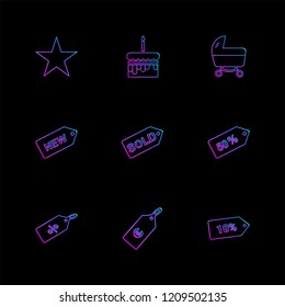 Set of 9 icons, for web, internet, mobile apps, interface design: business, finance, shopping, communication, fitness, computer, media, transportation, travel, easter, christmas, summer, device