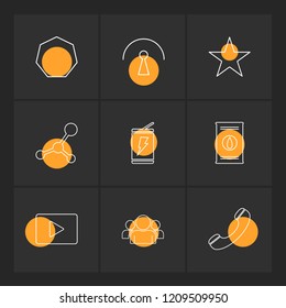 Set of 9 icons, for web, internet, mobile apps, interface design: business, finance, shopping, communication, fitness, computer, media, transportation, travel, easter, christmas, summer, device