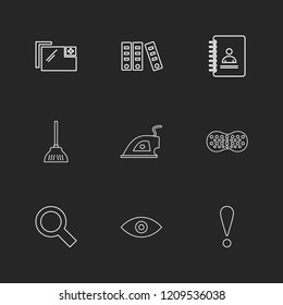 Set of 9 icons, for web, internet, mobile apps, interface design: business, finance, shopping, communication, fitness, computer, media, transportation, travel, easter, christmas, summer, device
