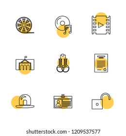 Set of 9 icons, for web, internet, mobile apps, interface design: business, finance, shopping, communication, fitness, computer, media, transportation, travel, easter, christmas, summer, device