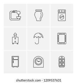 Set of 9 icons, for web, internet, mobile apps, interface design: business, finance, shopping, communication, fitness, computer, media, transportation, travel, easter, christmas, summer, device