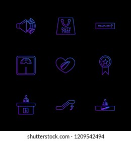 Set of 9 icons, for web, internet, mobile apps, interface design: business, finance, shopping, communication, fitness, computer, media, transportation, travel, easter, christmas, summer, device