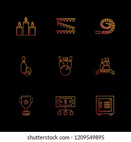 Set of 9 icons, for web, internet, mobile apps, interface design: business, finance, shopping, communication, fitness, computer, media, transportation, travel, easter, christmas, summer, device