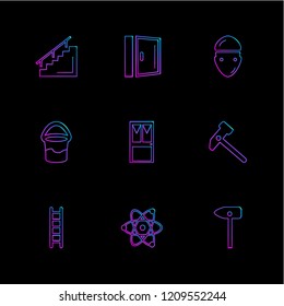 Set of 9 icons, for web, internet, mobile apps, interface design: business, finance, shopping, communication, fitness, computer, media, transportation, travel, easter, christmas, summer, device