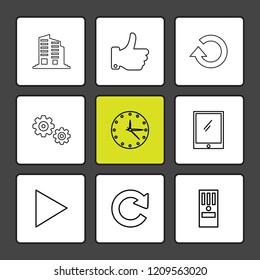 Set of 9 icons, for web, internet, mobile apps, interface design: business, finance, shopping, communication, fitness, computer, media, transportation, travel, easter, christmas, summer, device