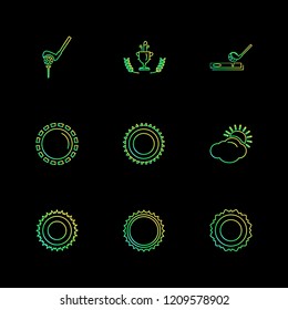 Set of 9 icons, for web, internet, mobile apps, interface design: business, fitness, travel