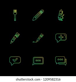 Set of 9 icons, for web, internet, mobile apps, interface design: business, finance, shopping, communication, fitness, computer, media, transportation, travel, easter, christmas, summer, device