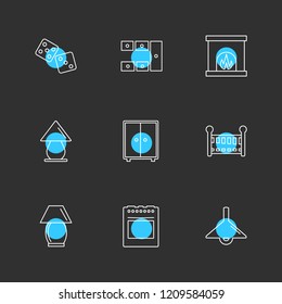Set of 9 icons, for web, internet, mobile apps, interface design: business, finance, shopping, communication, fitness, computer, media, transportation, travel, easter, christmas, summer, device