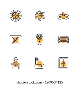 Set of 9 icons, for web, internet, mobile apps, interface design: business, finance, shopping, communication, fitness, computer, media, transportation, travel, easter, christmas, summer, device
