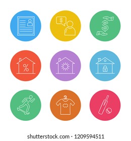 Set of 9 icons, for web, internet, mobile apps, interface design: business, finance, shopping, communication, fitness, computer, media, transportation, travel, easter, christmas, summer, device