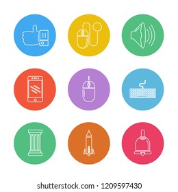 Set of 9 icons, for web, internet, mobile apps, interface design: business, finance, shopping, communication, fitness, computer, media, transportation, travel, easter, christmas, summer, device