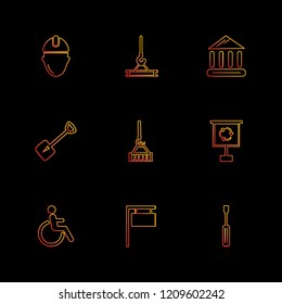 Set of 9 icons, for web, internet, mobile apps, interface design: business, finance, shopping, communication, fitness, computer, media, transportation, travel, easter, christmas, summer, device