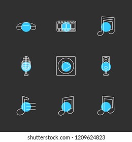 Set of 9 icons, for web, internet, mobile apps, interface design: business, finance, shopping, communication, fitness, computer, media, transportation, travel, easter, christmas, summer, device