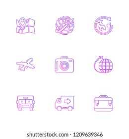 Set of 9 icons, for web, internet, mobile apps, interface design: business, finance, shopping, communication, fitness, computer, media, transportation, travel, easter, christmas, summer, device