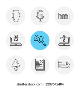 Set of 9 icons, for web, internet, mobile apps, interface design: business, finance, shopping, communication, fitness, computer, media, transportation, travel, easter, christmas, summer, device