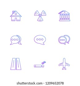 Set of 9 icons, for web, internet, mobile apps, interface design: business, finance, shopping, communication, fitness, computer, media, transportation, travel, easter, christmas, summer, device