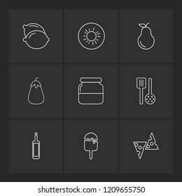 Set of 9 icons, for web, internet, mobile apps, interface design: business, finance, shopping, communication, fitness, computer, media, transportation, travel, easter, christmas, summer, device