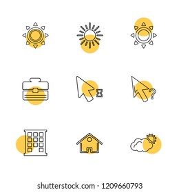 Set of 9 icons, for web, internet, mobile apps, interface design: business, finance, shopping, communication, fitness, computer, media, transportation, travel, easter, christmas, summer, device