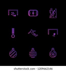 Set of 9 icons, for web, internet, mobile apps, interface design: business, finance, shopping, communication, fitness, computer, media, transportation, travel, easter, christmas, summer, device
