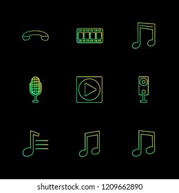 Set of 9 icons, for web, internet, mobile apps, interface design: business, finance, shopping, communication, fitness, computer, media, transportation, travel, easter, christmas, summer, device