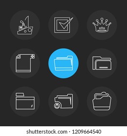 Set of 9 icons, for web, internet, mobile apps, interface design: business, finance, shopping, communication, fitness, computer, media, transportation, travel, easter, christmas, summer, device