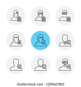 Set of 9 icons, for web, internet, mobile apps, interface design: business, finance, shopping, communication, fitness, computer, media, transportation, travel, easter, christmas, summer, device