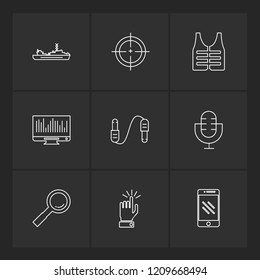Set of 9 icons, for web, internet, mobile apps, interface design: business, finance, shopping, communication, fitness, computer, media, transportation, travel, easter, christmas, summer, device