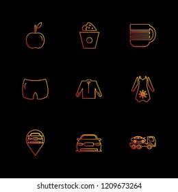 Set of 9 icons, for web, internet, mobile apps, interface design: business, finance, shopping, communication, fitness, computer, media, transportation, travel, easter, christmas, summer, device