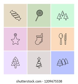 Set of 9 icons, for web, internet, mobile apps, interface design: business, finance, shopping, communication, fitness, computer, media, transportation, travel, easter, christmas, summer, device