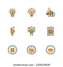Set of 9 icons, for web, internet, mobile apps, interface design: business, finance, shopping, communication, fitness, computer, media, transportation, travel, easter, christmas, summer, device