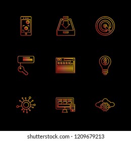 Set of 9 icons, for web, internet, mobile apps, interface design: business, finance, shopping, communication, fitness, computer, media, transportation, travel, easter, christmas, summer, device