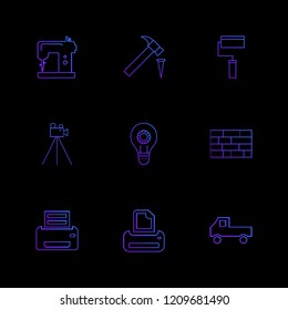 Set of 9 icons, for web, internet, mobile apps, interface design: business, finance, shopping, communication, fitness, computer, media, transportation, travel, easter, christmas, summer, device