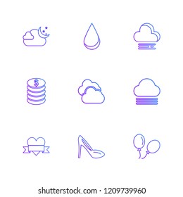 Set of 9 icons, for web, internet, mobile apps, interface design: business, finance, shopping, communication, fitness, computer, media, transportation, travel, easter, christmas, summer, device